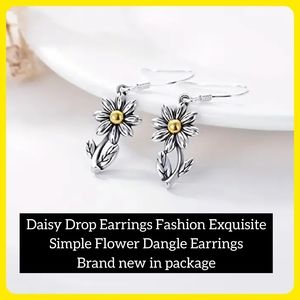 5/25 Silver daisy Drop Earrings Exquisite Simple Flower Dangle Earrings new
